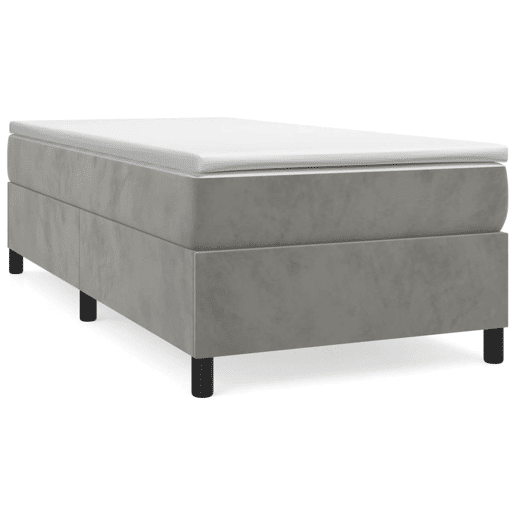 Estrutura de cama de solteiro para adultos com molas 80x200 cm veludo cinzento-claro
