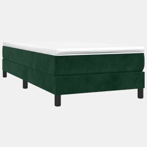 Estrutura de cama de solteiro moderno, com molas 80x200 cm veludo verde-escuro