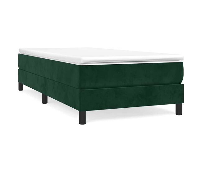 Estructura de cama individual para adultos con somier - terciopelo verde oscuro 80x200cm