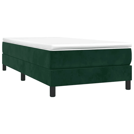 Estrutura de cama de solteiro moderno, com molas 80x200 cm veludo verde-escuro
