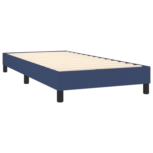 Estrutura de cama de solteiro para adultos com molas 90x200 cm tecido azul