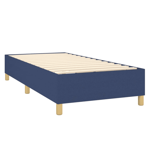 Estrutura de cama de solteiro para adultos com molas 90x190 cm tecido azul