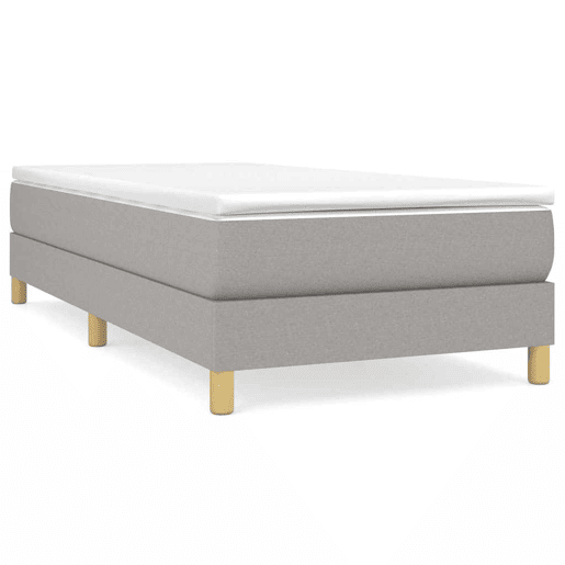 Estrutura de cama de solteiro para adultos com molas 80x200 cm tecido cinzento-claro