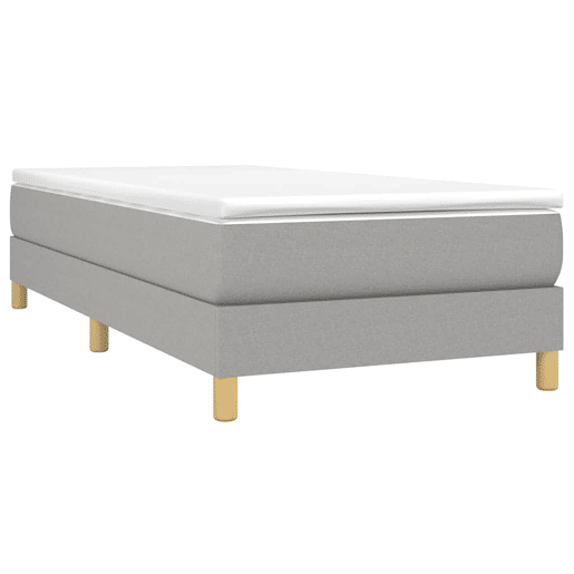 Estrutura de cama de solteiro para adultos com molas 80x200 cm tecido cinzento-claro