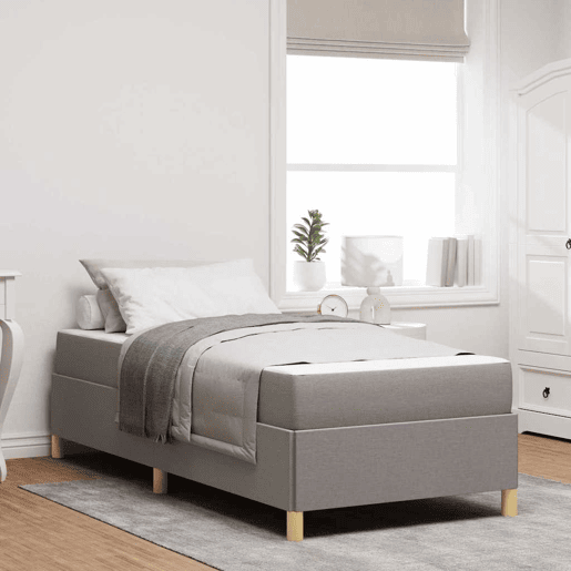 Estrutura de cama de solteiro para adultos Cinzento-acastanhado 100 x 200 cm tecido