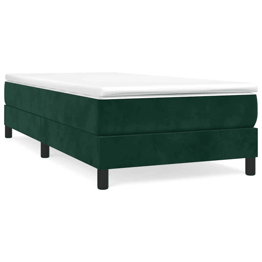 Estrutura de cama de solteiro moderno, com molas 90x190 cm veludo verde-escuro
