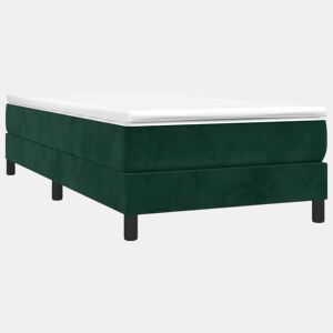 Estrutura de cama de solteiro moderno, com molas 90x190 cm veludo verde-escuro
