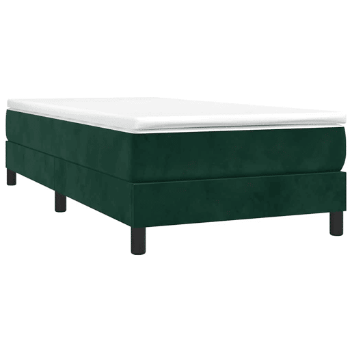Estrutura de cama de solteiro moderno, com molas 90x190 cm veludo verde-escuro