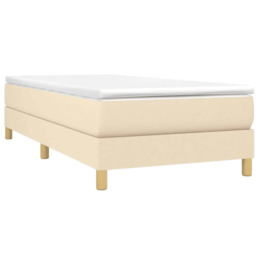 Estrutura de cama de solteiro para adultos com molas 100x200 cm tecido cor creme