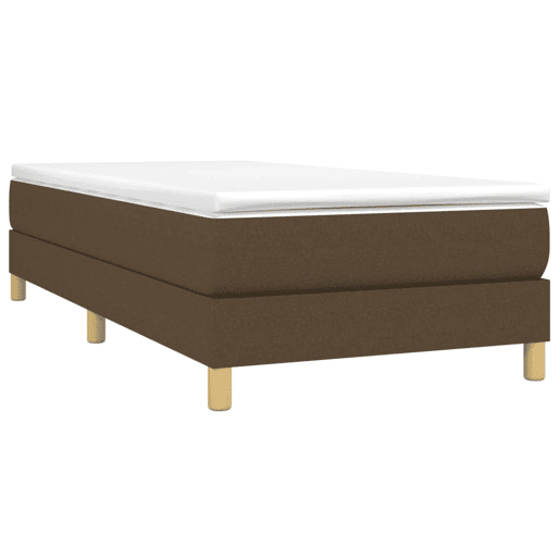 Estrutura de cama de solteiro para adultos com molas 100x200 cm tecido castanho-escuro