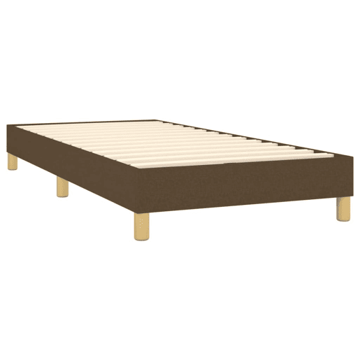 Estrutura de cama de solteiro para adultos com molas 100x200 cm tecido castanho-escuro