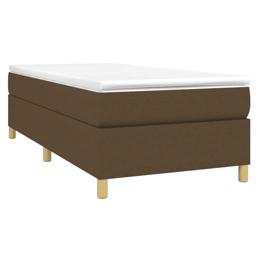 Estrutura de cama de solteiro para adultos com molas 90x190 cm tecido castanho-escuro