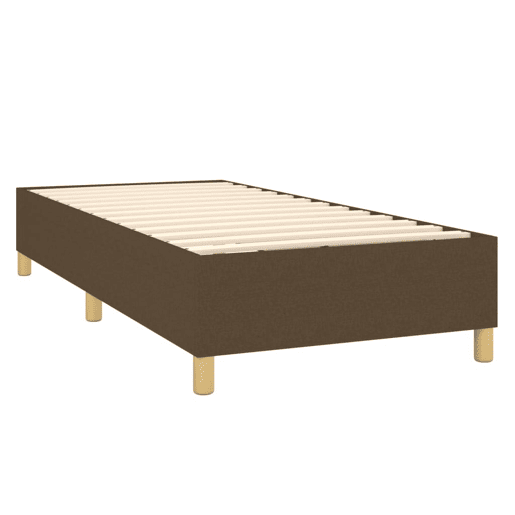 Estrutura de cama de solteiro para adultos com molas 90x190 cm tecido castanho-escuro