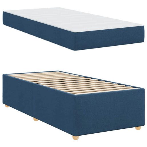 Estrutura de cama de solteiro para adultos com colchão Azul 90 x 190 cm tecido