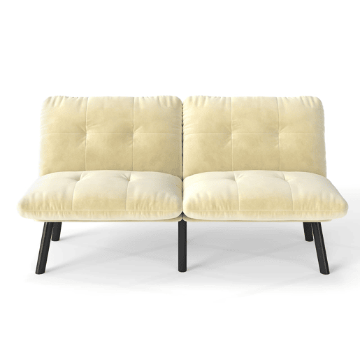 Sofá de 2 lugares - moderno, dobrável, com função de cama - creme