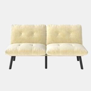 Sofá de 2 lugares - moderno, dobrável, com função de cama - creme