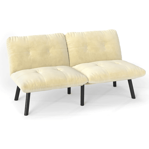 Sofá de 2 lugares - moderno, dobrável, com função de cama - creme