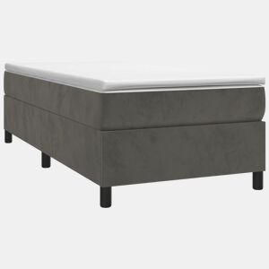 Estrutura de cama de solteiro para adultos com molas 100x200 cm veludo cinzento-escuro