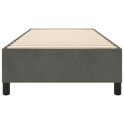 Estrutura de cama de solteiro para adultos com molas 100x200 cm veludo cinzento-escuro