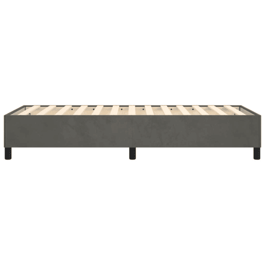 Estrutura de cama de solteiro para adultos com molas 100x200 cm veludo cinzento-escuro