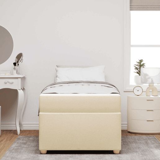 Estrutura de cama de solteiro para adultos com colchão Creme 80 x 200 cm tecido