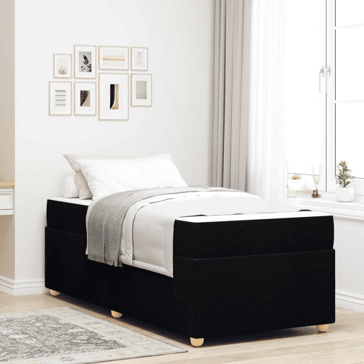 Estrutura de cama de solteiro para adultos com colchão - Preto 100 x 200 cm tecido
