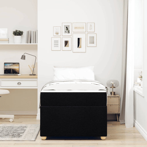 Estrutura de cama de solteiro para adultos com colchão - Preto 100 x 200 cm tecido