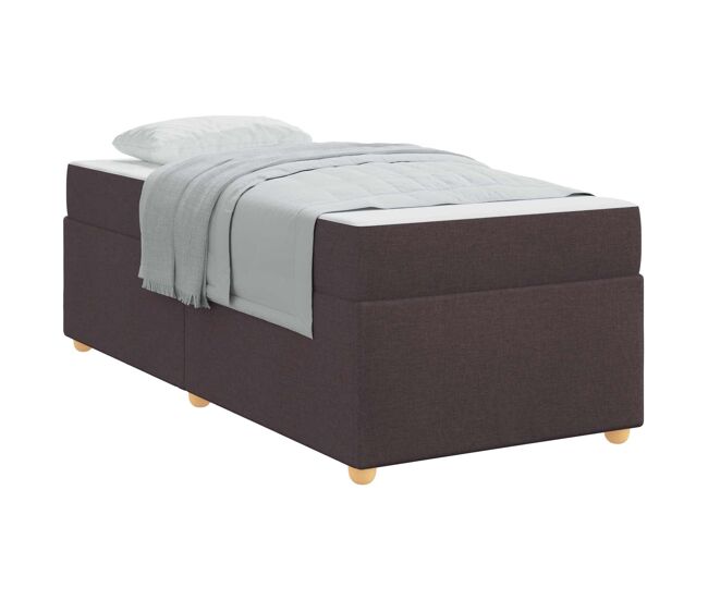 Estructura de cama individual para adultos con colchón marrón oscuro 80 x 200 cm tela