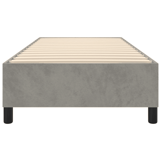 Estrutura de cama de solteiro para adultos com molas 90x200 cm veludo cinzento-claro