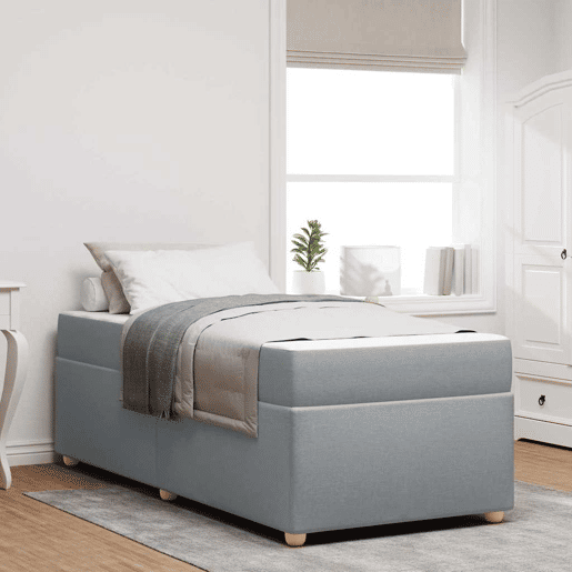 Estrutura de cama de solteiro Design com colchão Cinzento-claro 80 x 200 cm tecido