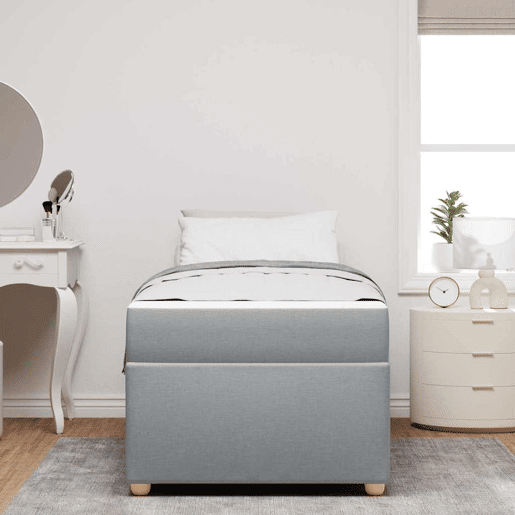 Estrutura de cama de solteiro Design com colchão Cinzento-claro 80 x 200 cm tecido