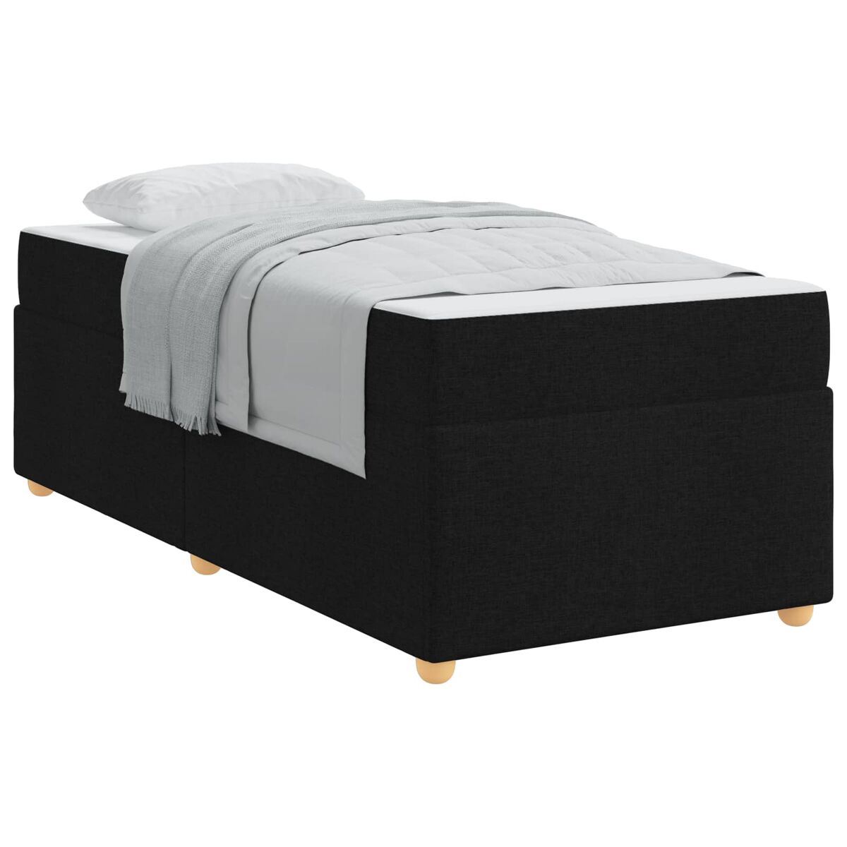 Estructura de cama individual para adultos con colchón negro 90 x 200 cm tela