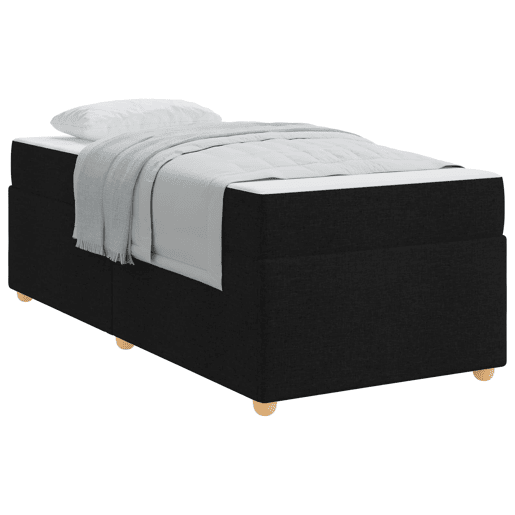 Estrutura de cama de solteiro para adultos com colchão Preto 90 x 200 cm tecido