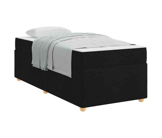 Estructura de cama individual para adultos con colchón negro 90 x 200 cm tela