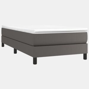 Estrutura de cama de solteiro para adultos com molas 80x200 cm couro artificial cinza
