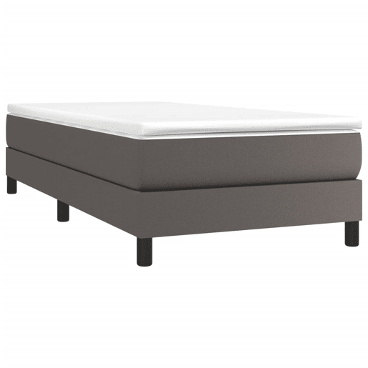 Estrutura de cama de solteiro para adultos com molas 80x200 cm couro artificial cinza