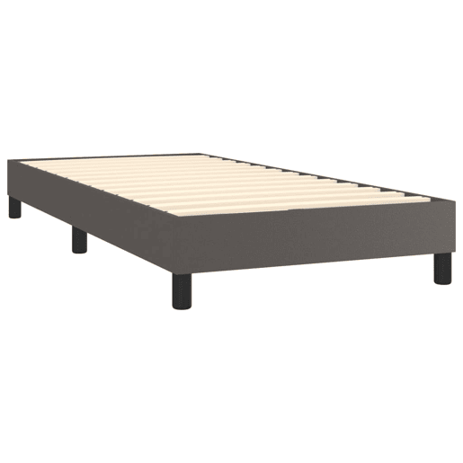 Estrutura de cama de solteiro para adultos com molas 80x200 cm couro artificial cinza