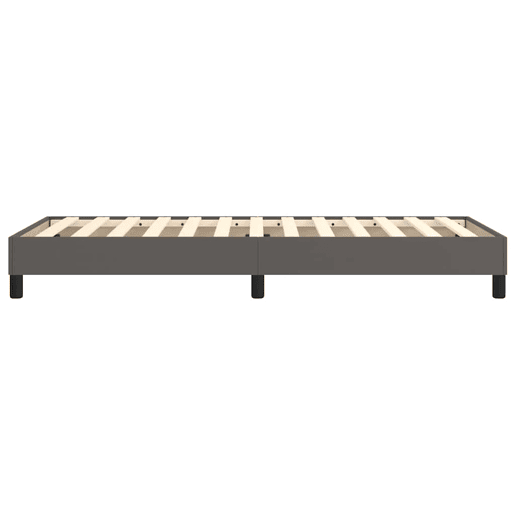 Estrutura de cama de solteiro para adultos com molas 80x200 cm couro artificial cinza