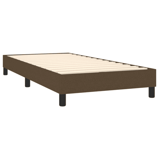 Estrutura de cama de solteiro para adultos com molas 100x200 cm tecido castanho-escuro