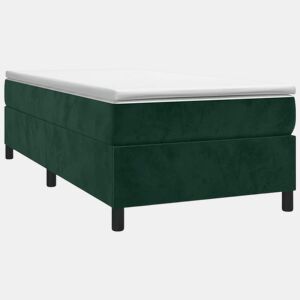Estrutura de cama de solteiro moderno, com molas 80x200 cm veludo verde-escuro