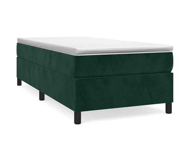 Estructura de cama individual para adultos con somier - terciopelo verde oscuro 80x200cm