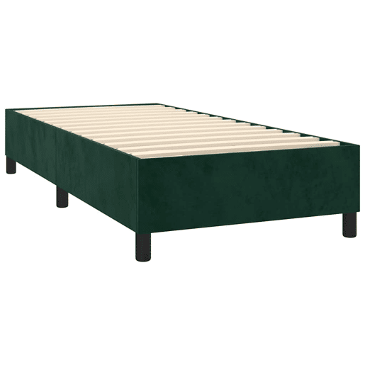Estrutura de cama de solteiro moderno, com molas 80x200 cm veludo verde-escuro