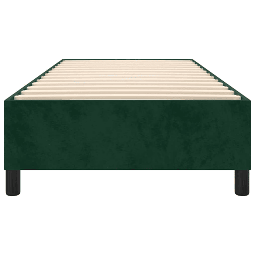 Estrutura de cama de solteiro moderno, com molas 80x200 cm veludo verde-escuro