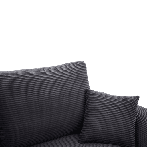 Sofá de tecido de 2 lugares - Minimalista, confortável e com almofadas - Cinza escuro