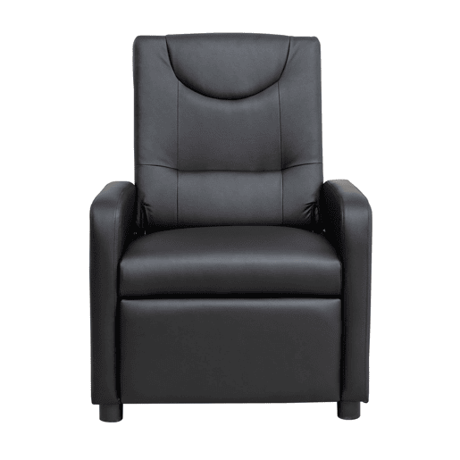Poltrona reclinável - Relax, lounge com apoio para os pés, PU - Preto