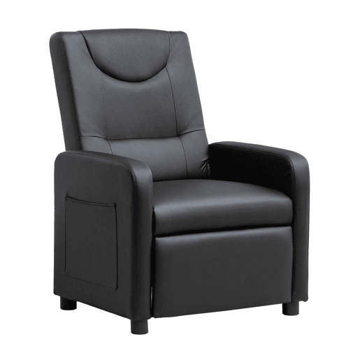 Poltrona reclinável - Relax, lounge com apoio para os pés, PU - Preto