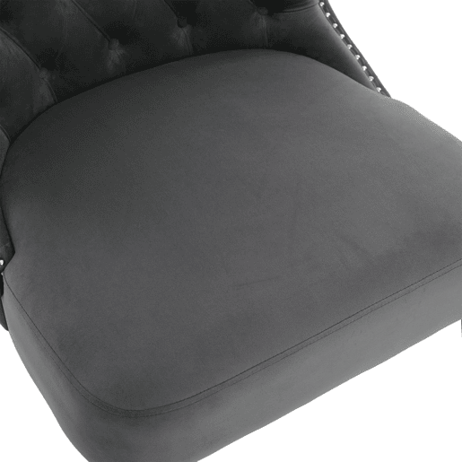 Poltrona individual - sem braços com botões e tachas, design moderno - Cinza Poltrona individual - sem braços com botões e tachas, design moderno - Cinza