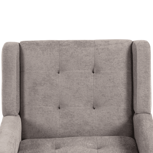 Poltrona estofada - tamanho médio - estilo Mid-Century, espuma de alta densidade, pernas de madeira - Cinza Claro