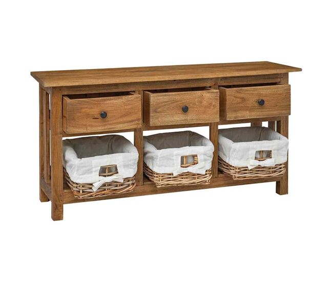 Aparador - mueble de almacenamiento de madera maciza de caoba 100x30x50 cm es3859