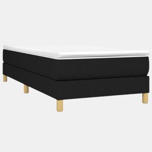 Estrutura de cama de solteiro para adultos com molas 90x190 cm tecido preto